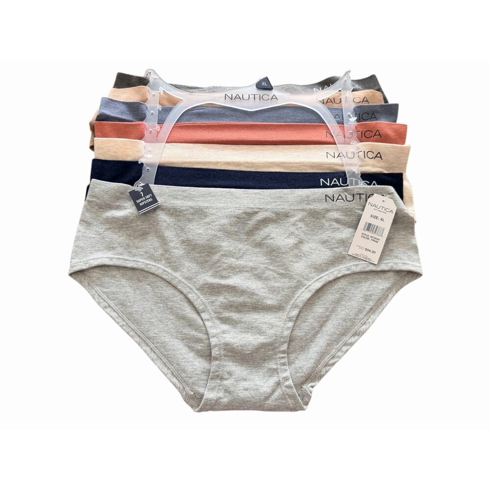 NAUTICA WOMEN’S 7 PACK HIGH WAIST PANTIES UNDERWEAR SIZE XL Super Soft Hipsters